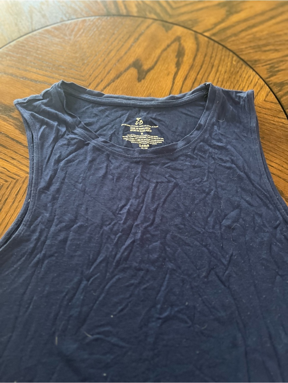 J&B Blue Solid Round Neck Knit Stretch Sleeveless Tank Top Women’s M # 539